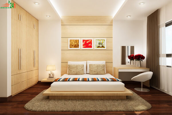 Thiết kế nội thất phòng ngủ với đồ gỗ ấn tượng